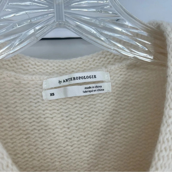 Anthropologie Cream Wool Alpaca Blend Knit Bohemian Balloon Sleeve Sweater XS - Picture 6 of 7